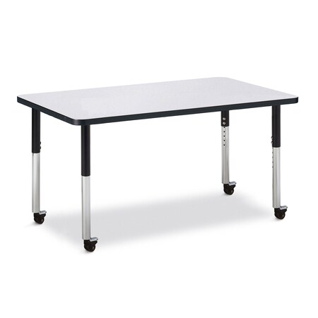 Jonti-Craft Berries Rectangle Activity Table, 30 in. x 48 in., Mobile, Freckled Gray/Black/Black 6473JCM180
